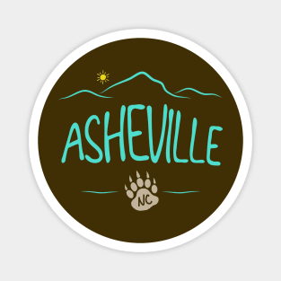 Asheville, NC - Black Bear Paw - Colored BrownBG 14 Magnet